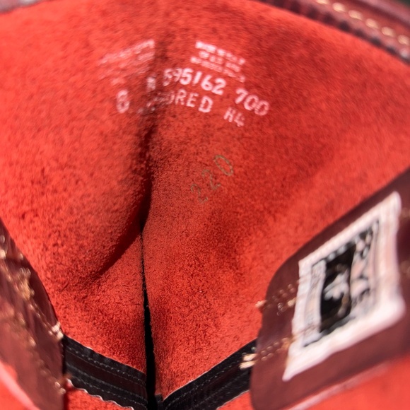 RARE Vintage Frye Square Toe 12R Harness Boots 77250 Red USA Made Women's 8 - Picture 2 of 6